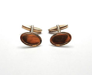 【送料無料】メンズアクセサリ― スターリングシルバーカフスボタンビンテージゴールドvintage gold on 925 sterling silver oval shaped gents cufflinks 78g