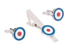 【貨物輸送無料】メンズ佩び物― カフスボタンタイクリップセットオニキスアートロンドンraf roundel cufflinks and tie clip set by onyx art london  boxed