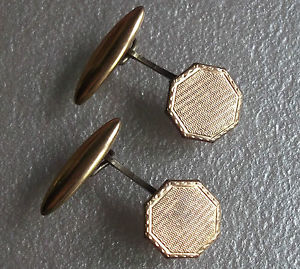 【送料無料】メンズアクセサリ― ビンテージメンズカフリンクスアートアールデコcufflinks vintage mens cuff links art deco  1920s 1930s 1940s aged goldtone