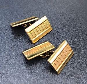 【貨物輸送無料】メンズ佩び物― ゴールドカフリンクスリンクチェーンビンテージレトロメンズ listingrolled gold cufflinks link chain vintage retro machined mens rectangular oblong