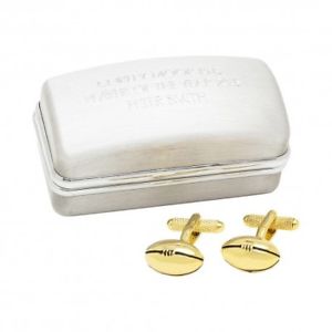 【貨物輸送無料】メンズ佩び物― ラグビーボールパーソナライズカフスボタンセットrugby ball personalised cufflinks gift set