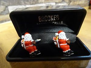 【貨物輸送無料】メンズ佩び物― プレゼンテーションサンタクロースカフスリンクnovelty father christmas figure 赤ちょうちん cufflinks with presentation box
