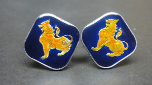 【貨物輸送無料】メンズ佩び物― ビルマエナメルコインカフリンクスエナメルコインライオンカフburma enamelled coin cufflinks enameled coin lion cuffs