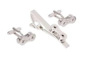 【貨物輸送無料】メンズ佩び物― バイクチェーンカフスボタンタイクリップセットオニキスアートロンドンbicycle bike chain cufflinks and tie clip set by onyx art london  boxed