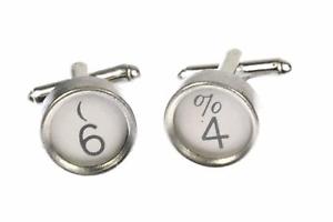 【貨物輸送無料】メンズ佩び物― 印字機足懸かりminiblings6折り返し繋がりpersonalised number cuff links typewriter keys miniblings number white 6