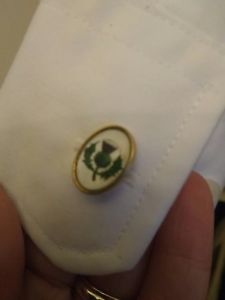 【貨物輸送無料】メンズ佩び物― スコットランドアザミイエローメタルカフスボタンスコットランドscottish thistle yellow metal cufflinks  scotland