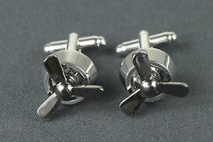 【貨物輸送無料】メンズ佩び物― ファンカフリンクボックスプロペラボタンfan cuff links miniblings buttons with box propeller cooling wind