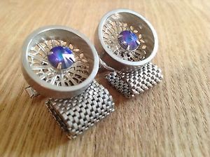 【送料無料】メンズアクセサリ&mdash;　ビンテージラップアラウンドメッシュカフスボタンマウントvintage wraparound mesh cufflinks detailed mounting amp; purple crystals｜hokushin