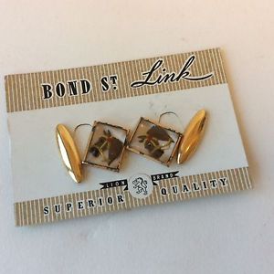 【貨物輸送無料】メンズ佩び物― 葡萄1930カフスリンクオリジナルカードvintage 1930s cufflinks depicting horses on original card