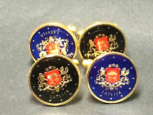 【貨物輸送無料】メンズ佩び物― ラトビアコインカフスリンクユーロコイン10仙latvia enamelled coin cufflinks euro coin 10 cents