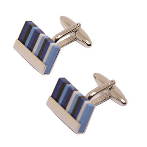 【貨物輸送無料】メンズ添え物― ソフォスプレゼンテーションボックスカフスリンクsophos  blue tone resin stripe rectangular cufflinks インチ presentation gift box