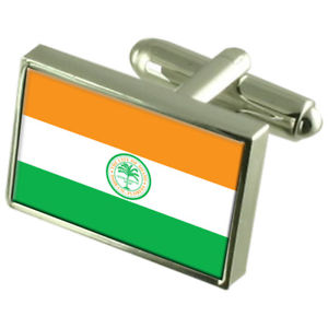 【送料無料】メンズアクセサリ―　マイアミアメリカスターリングシルバーフラグカフスボタンボックスmiami city usa sterling silver flag cufflinks engraved box