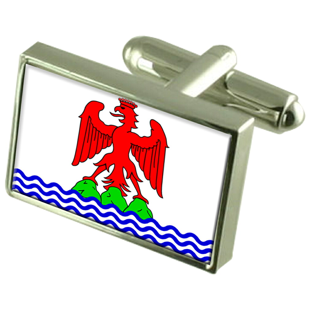 【送料無料】メンズアクセサリ―　ニースフランススターリングシルバーフラグカフスボタンボックスnice city france sterling silver flag cufflinks engraved box