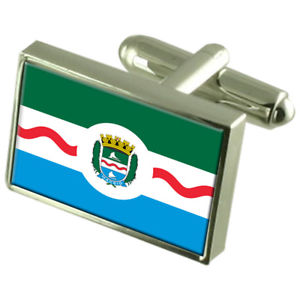 【送料無料】メンズアクセサリ―　マセイオブラジルスターリングシルバーフラグカフスボタンボックスmaceio city brazil sterling silver flag cufflinks engraved box