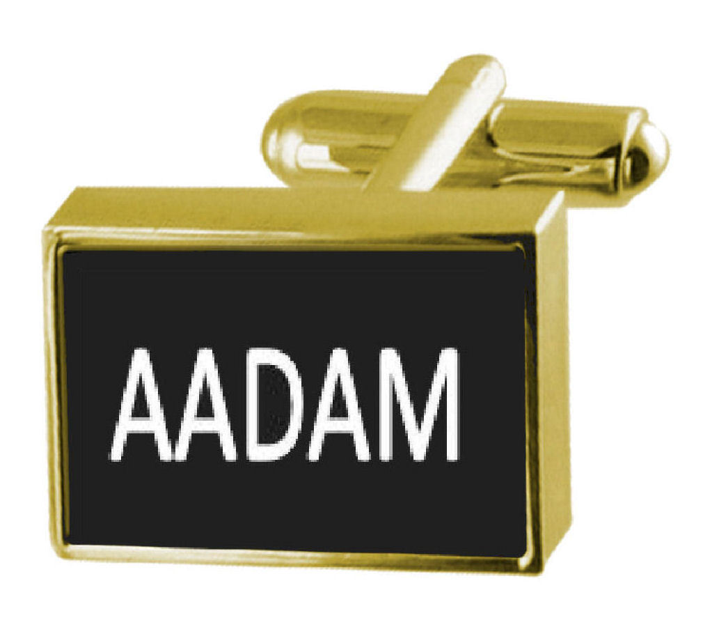 【送料無料】メンズアクセサリ― ボックスカフリンクスengraved box goldtone cufflinks name  aadam