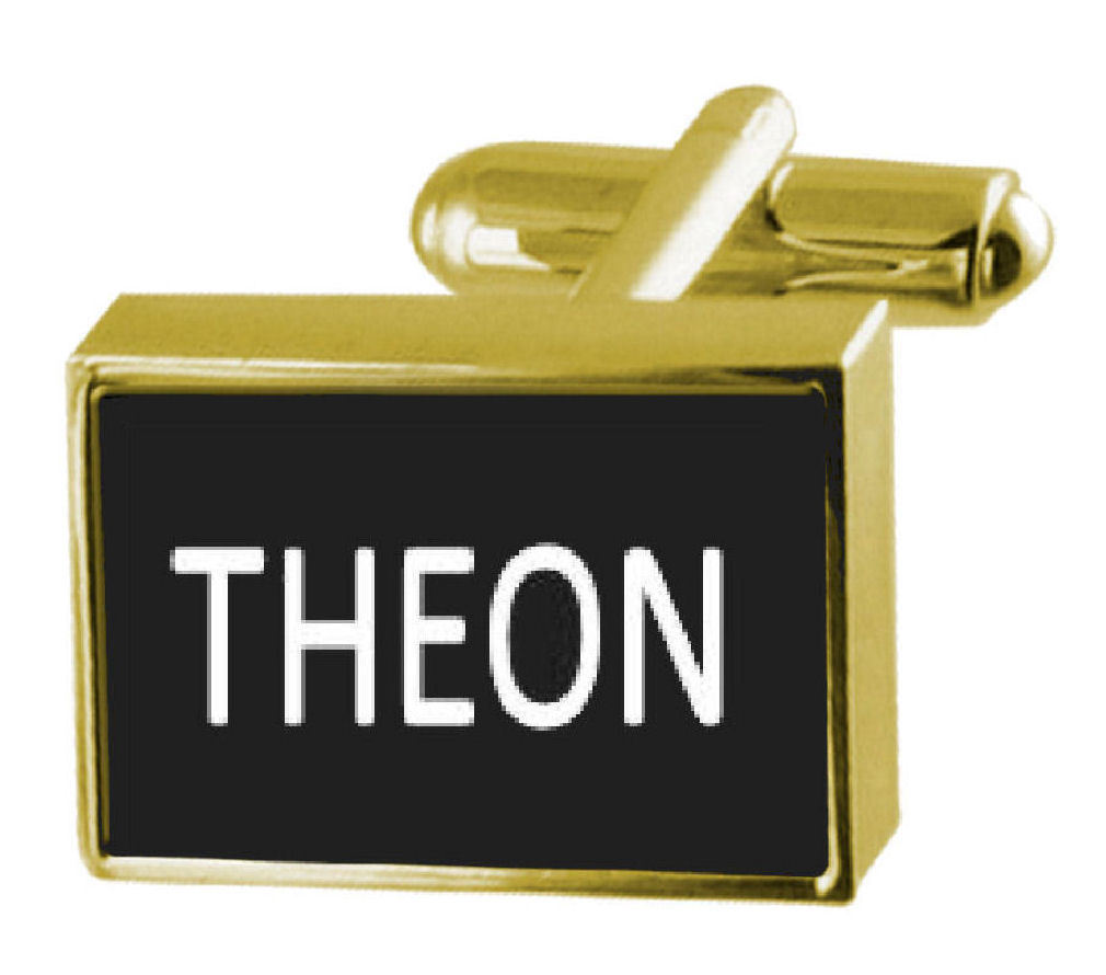 【送料無料】メンズアクセサリ― ボックスカフリンクスengraved box goldtone cufflinks name  theon