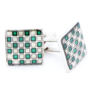【貨物輸送無料】メンズ付属物― cufflinkscufflinks square green