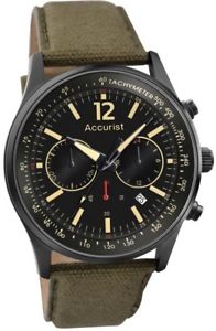 【送料無料】腕時計　ウォッチ　クロノグラフアラームベルトグアーガムaccurist ms612b crongrafo reloj wr 50 m correa de tela verde 2 ao guar rrp 149