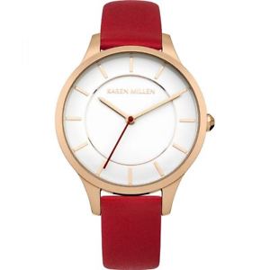 【送料無料】腕時計　ウォッチ　ウォッチレッドレザーベルトキロreloj de cuarzo karen millen mujer correa cuero rojo km 133 rrga