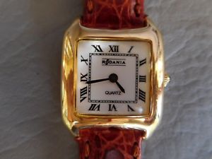 【送料無料】腕時計　ウォッチ　ブレスレットマロンプラーククォーツrodania montre bracelet cuir marron carre plaque dore or femme quartz watch 18,706円