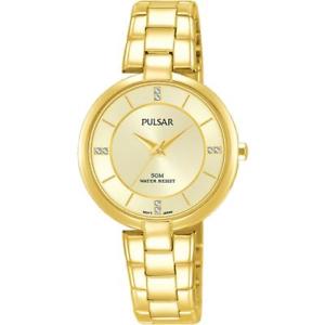 【送料無料】腕時計　ウォッチ　クオーツステンレススチールブレスレットケースreloj de cuarzo pulsar womens 30mm goldtone de acero inoxidable pulsera de acero y estuche ph8316x1｜hokushin