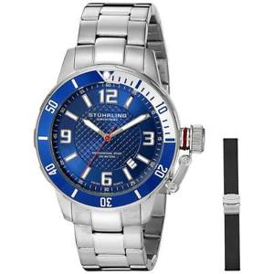【送料無料】腕時計 ウォッチ ステンレススチールブレスレットスイスクオーツアラームstuhrling original hombres 42mm brazalete de acero cuarzo suizo reloj 67602set|hokushin