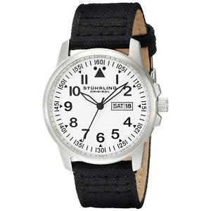 【送料無料】腕時計 ウォッチ キャンバスステンレススチールアラームsthurling hombres 42mm lona negra caja de acero inoxidable krysterna reloj|hokushin