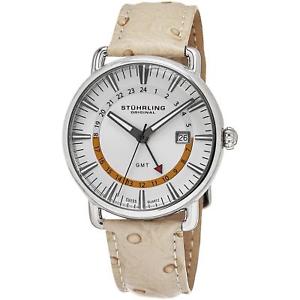 【送料無料】腕時計 ウォッチ キュベットダチョウストラップスイスクオーツアラームsthurling hombres cuvette 42mm avestruz correa cuero cuarzo suizo reloj 79101|hokushin