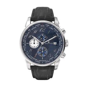 【送料無料】腕時計　ウォッチ　アラームクロノグラフブラックレザーケースエグゼクティブクラブreloj crongrafo executive club para hombre de cuero negro ex100103 nuevo｜hokushin