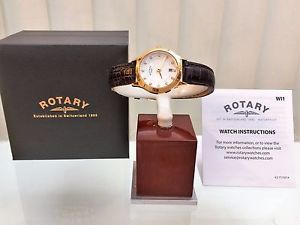 【送料無料】腕時計　ウォッチ　クロックロータリーレディーススワロフスキーブラウンレザーベルト￥nuevo reloj rotary para damas de cuero marrn correa swarovski rrp 179 regalo para ella｜hokushin