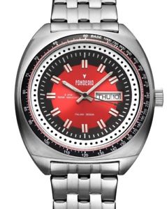 【送料無料】腕時計　ウォッチ　ステンレススチールビンテージデザインfonderia reloj de pulsera para hombre acero inox da fecha rojo diseo vintage