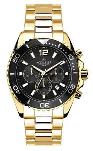 【送料無料】腕時計　ウォッチ　クロノグラフメンズブラックゴールドメッキ￥reloj de pulsera accurist para hombre negro crongrafo esfera chapado en oropvp 1697208｜hokushin