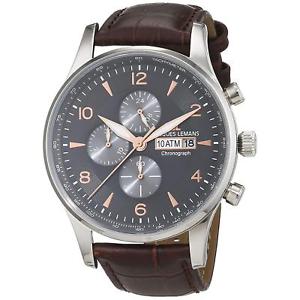 【送料無料】腕時計　ウォッチ　ジャックメッシュブラウンレザークォーツスチールケースルマンjacques lemans para hombre 44mm marrn malla de cuero estuche de acero cuarzo reloj 11844d
