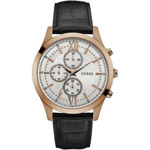 【送料無料】腕時計　ウォッチ　ハドソンクロノベラペレorologio uomo guess hudson w0876g2 chrono vera pelle nero ros｜hokushin