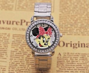 【貨物輸送無料】ウォッチ 御覧なさる ミニーマウスガラスステンレススチールinusual cristal reloj de acero inoxidable para adulto de minnie mouse b 腕時計-男女兼用腕時計