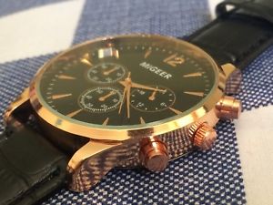 【送料無料】腕時計　ウォッチ　ナイツブラックレザーストラップウォッチreloj de pulsera caballeros correa de cuero negro migeer｜hokushin