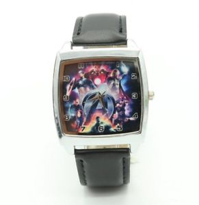 【送料無料】腕時計 ウォッチ アイアンマントールハルクウォッチreloj de pulsera marvel avengers iron man thor hulk cuadrado de acero de cuarzo de cuero negro|hokushin