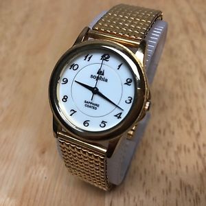 【貨物輸送無料】ウォッチ 御覧なさる ビンテージソフィーコーティングサファイアアナログvintage sophie 30m color dorado zafiro recubierto analogico reloj de cuarzo 男女兼用腕時計-腕時計