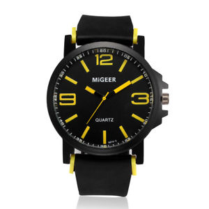 【貨物輸送無料】ウォッチ 御覧なさる スポーツブラックシリコンウォッチストラップreloj deportivo hombre migeer correa de silicona negro 男女兼用腕時計-腕時計
