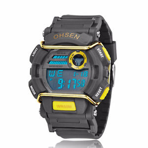 【貨物輸送無料】ウォッチ 御覧なさる ディジタルアラームファッションミリタリースポーツohsen 1602 digital led alarm waterproof men fashion military sport wrist watch 男女兼用腕時計-腕時計