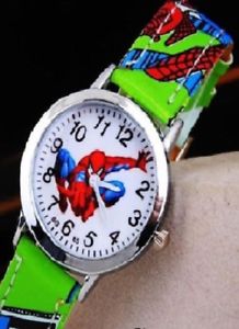 【貨物輸送無料】ウォッチ 御覧なさる スパイダーマンストラップグリーンピンspiderman cuero reloj de pulsera nip verde 男女兼用腕時計-腕時計