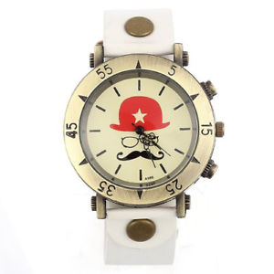 【送料無料】腕時計　ウォッチ　ラウンドクロックブレスレットホワイトレトロ5xreloj redondo pulsera pu blanco cuarzo esfera mujer regalo moda retro m5d1｜hokushin