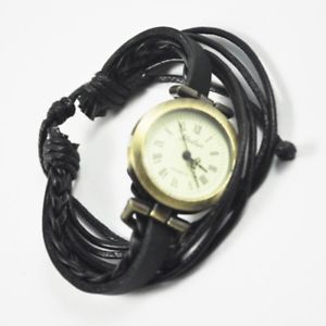 【貨物輸送無料】ウォッチ 御覧なさる アラームクォーツブレスレット5xreloj pulsera de cuero cuarzo para mujeres chicas negro c6z7 腕時計-男女兼用腕時計