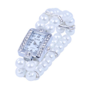 【送料無料】腕時計 ウォッチ ×ガラスビーズブレスレットブレスレットアラームストレッチ5xreloj de pulsera de metal de perlas de cristal brazalete estirado cuadrak7c2|hokushin