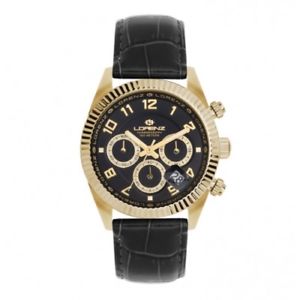 【送料無料】腕時計　ウォッチ　クロノネロorologio lorenz ginevra chrono uomo pelle nero dorato 30093ii