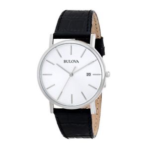 【貨物輸送無料】ウオッチ ご覧なさる テンポクラシックカサシルバーネロorologio solo tempo uomo bulova classic 96b104 cassa acciaio silver pelle nero