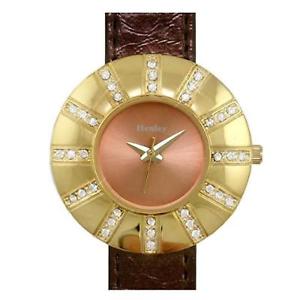 【送料無料】腕時計　ウォッチ　グラマーブロンズストラップベゼルレディースファッションウォッチhenley glamour bronze strap cz bezel ladies fashion watch h060043｜hokushin