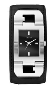 【送料無料】腕時計　ウォッチ　アラームレディースブラックレザーguess reloj cuffed w0066g1 ancho seores reloj de pulsera cuero negro