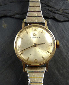 【貨物輸送無料】ウオッチ ご覧なさる ソリッドゴールドブランドレディースreloj de pulsera vintage 1960s oro macizo 9コンピュータ断層撮影法 certina seoras