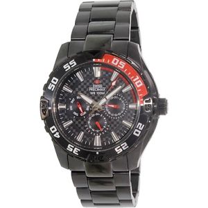 【貨物輸送無料】ウオッチ ご覧なさる スイスブラックステンレススチールストラップswiss precimax hombres sp12050 negro esfera con acero inoxidable correa reloj